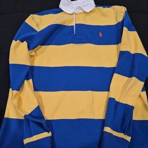 Ralph Lauren Blue and Yellow Striped Rugby Shirt